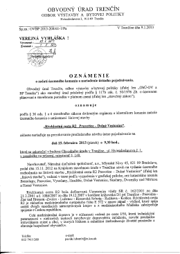 Oznámenie o začatí územného konania a nariadenie