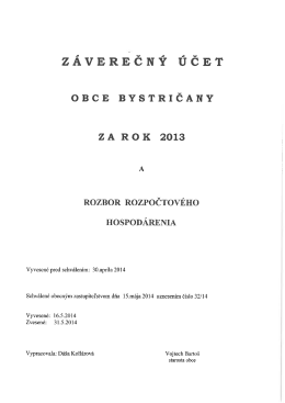 Záverečný účet obce Bystričany za rok 2013