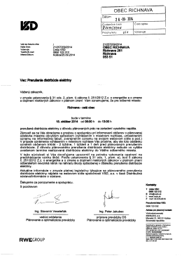 Preusenie distribucie elektriny 18.10.2014