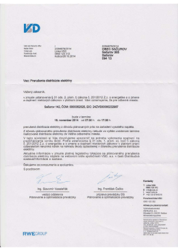 Prerušenie distribúcie elektriny 18.11.2014