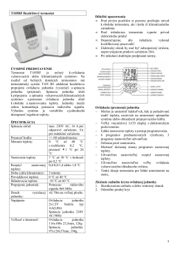 1 T105RF Bezdrôtový termostat ÚVODNÉ