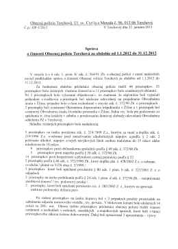 Správu o činnosti obecnej polície za rok 2012