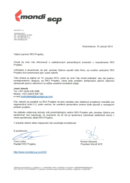 Personálne zmeny v manažmente projektu RK3