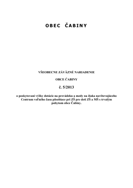 VZN č. 5/2013 o poskyt. výšky dotácie na prevádzku a