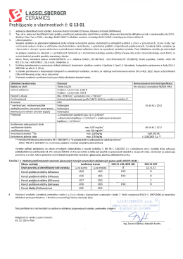 Prehlásenie o vlastnostiach BIb - G 13 01 (pdf, 532 kB)