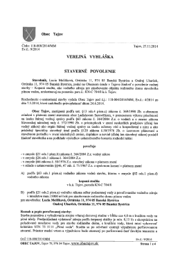 Verejná vyhláška-kopaná studňa Melišková
