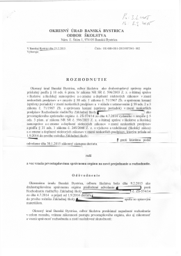 Rozhodnutie Okresného úradu Banská Bystrica, odbor