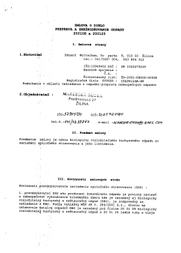 zMLUVA o DIELO _ PREPRAVA A zNEšKoDŇovANIE oDPADU