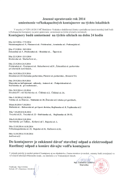 Jesenné upratovanie rok 2014 umiestnenie veľkokapacitných