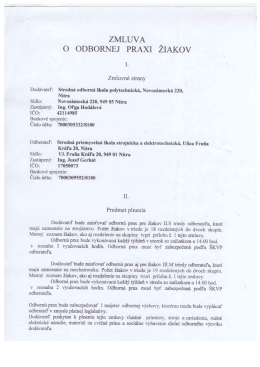 ZMLUVA v O ODBORNEJ PRAXI ZIAKOV