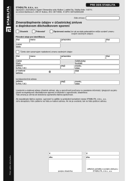 Zmena / doplnenie údajov v účastníckej zmluve