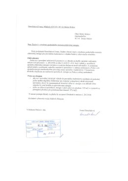 žiadosť o zriadenie podružn&eacute;ho merania elektrickej energie