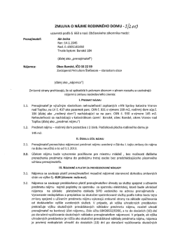 Zmluva o nájme rodinného domu