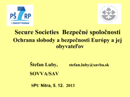 Secure societies – Bezpečné spoločnosti – Ochrana slobody a