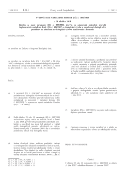 č. 1030/2013, ktorým sa mení nariadenie (ES)