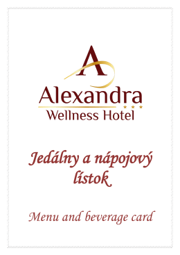 Jedálny a nápojový lístok - Alexandra Wellness Hotel