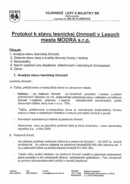 Protokol k stavu lesn&iacute;ckej činnosti v Lesoch