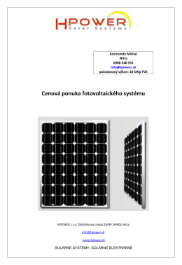 Cenová ponuka fotovoltaického systému