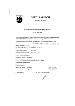 Ozn&aacute;menie z vyhodnotenia pon&uacute;k