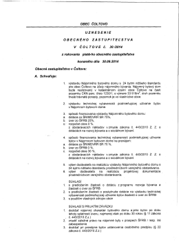 Uznesenie Obecn&eacute;ho zastupiteľstva obce Čoltovo