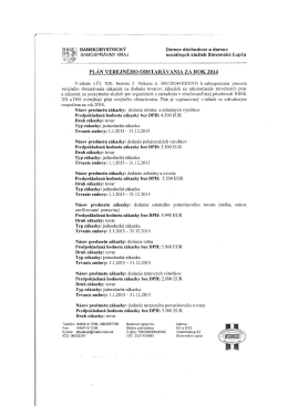 PLÁN VEREJNÉHO OBSTARÁVANIA zA ROK 2014