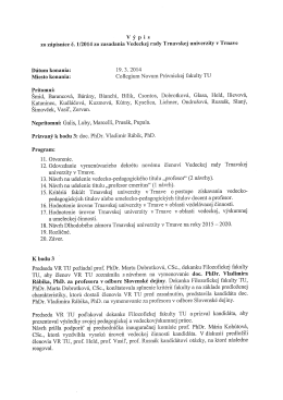 V ý p i s zo zápisnice č. 1/2014 zo zasadania Vedeckej rady