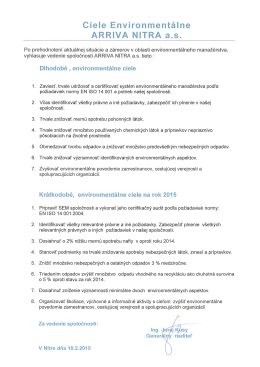 Ciele Environment&aacute;lne 2015
