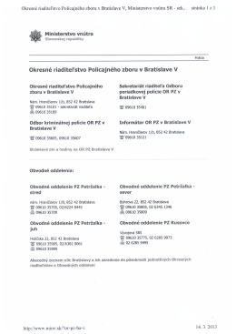 Kontakty a stránkové dni a hodiny na OR PZ Bratislava V