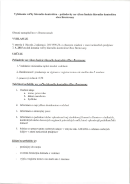 Vyhl&aacute;senie voľby hlavn&eacute;ho kontrol&oacute;ra - požiadavky na