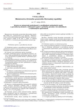 252/2010 Vyhláška Ministerstva životného prostredia Slovenskej