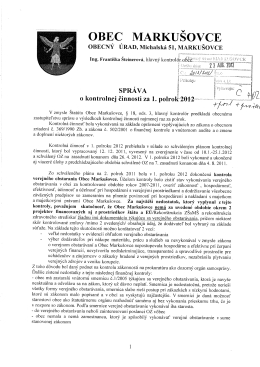 Správa o kontrolnej činnosti za 1. polrok 2012