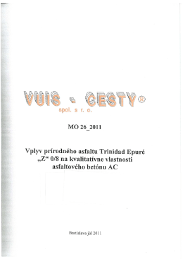 VUIS-CESTY Vplyv prírodného asfaltu TE na