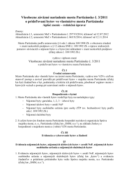 Všeobecne záväzné nariadenie mesta Partizánske č. 3/2011 o