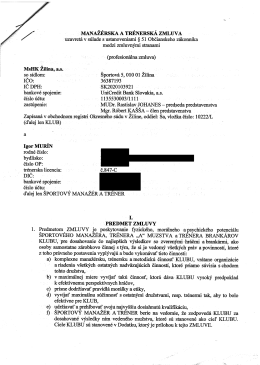 MANAŽ&Eacute;RSKA A TR&Eacute;NERSK&Aacute; zMLUVA V