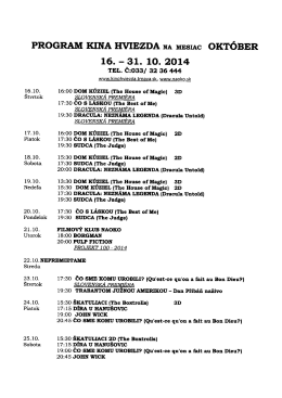PROGRAM KINA HvIEzDA NA MESIAC OKTÓBER