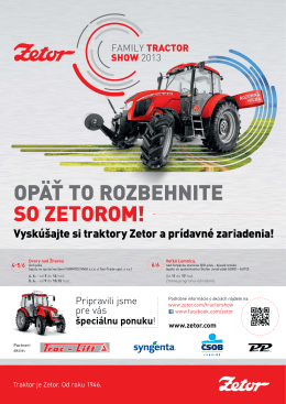 Vyskúšajte si traktory Zetor a prídavné zariadenia!