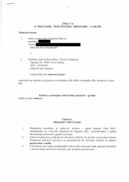Zmluva o prenájme nebytového priestoru - garáže