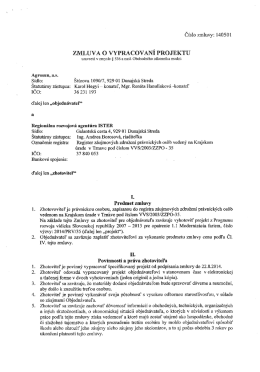 Zmluva o vypracovaní projektu AGROSUN zo dňa 20.5