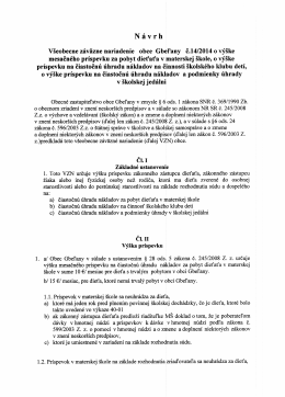 Návrh Všeobecne záväzne nariadenie obce Gbeľany č.14/2014 o