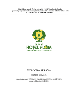 Výročná správa 2013 Hotel Flóra final