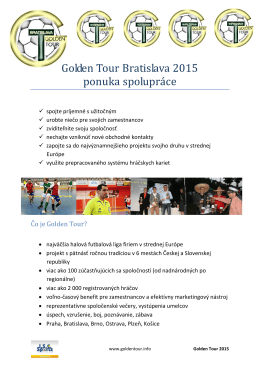 Golden Tour Bratislava 2015 ponuka spolupráce