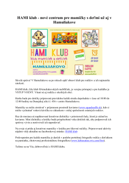 HAMI klub - nové centrum pre mamičky s deťmi už aj
