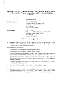Zmluva č. IT-02/2012 o vykonan&iacute; servis. pr&aacute;c VT
