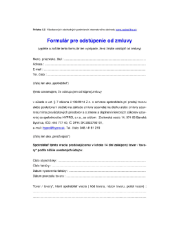 Formul&aacute;r pre odst&uacute;penie od zmluvy