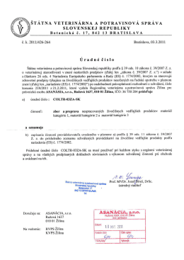 `- &Scaron;T&Aacute;TNA VETERIN&Aacute;RNA A POTRAVINOV&Aacute; sPR&Aacute;VA