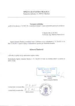 sPRÁvA KATASTRA sKALICA