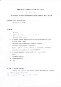 Uznesenie a z&aacute;pisnica z 36. zasadnutia obecn&eacute;ho