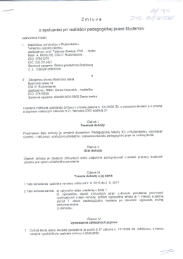Zmluva o realizácii pedagogickej praxe študentov