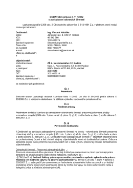 Dodatok č.1 k zmluve o poskytovaní vybraných činností č. 11/2012