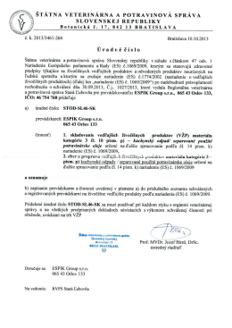 POVOLENIE KOD VETERINA